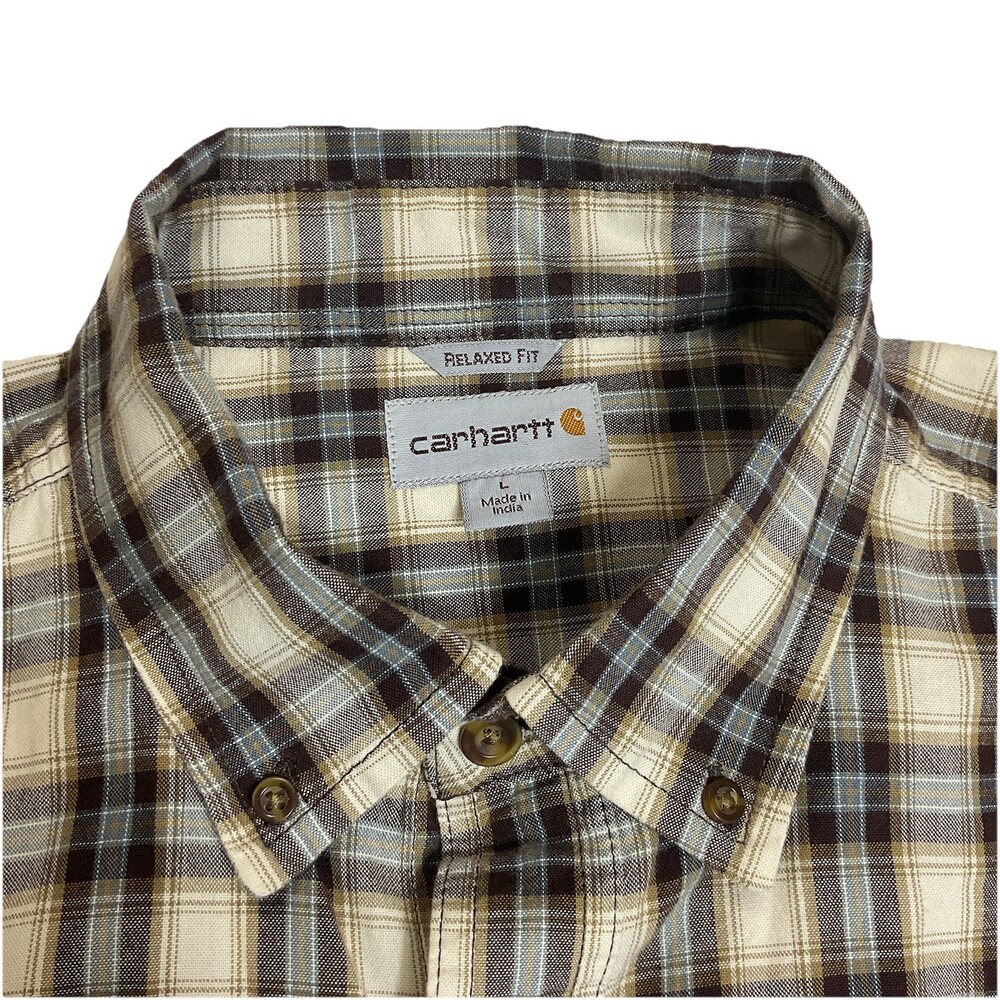 Carhartt Shirt Mens Large Relaxed Fit Plaid Button Down Casual Workwear